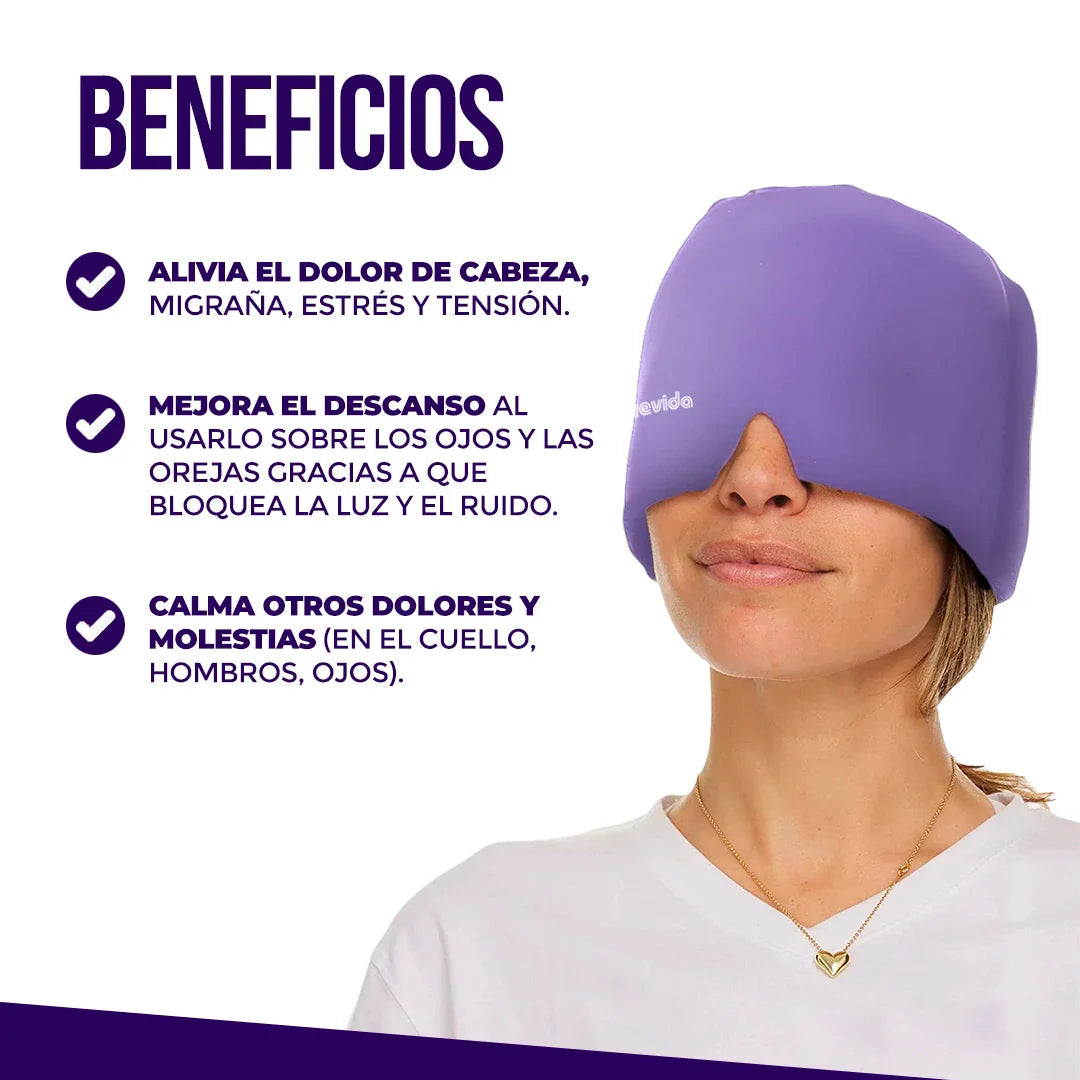 Gorro Gel Terapia de Compresión Frío/Calor Alivia el Dolor de Cabeza y la Migraña